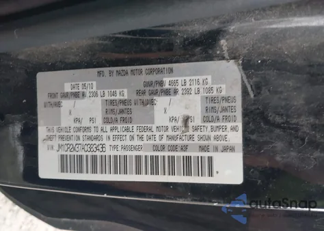 2010 Mazda Mazda5 Grand Touring из США, поврежденный, VIN JM1CR2W37A0383436